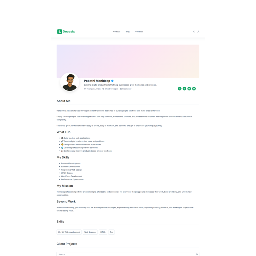 Professional Portfolio Page